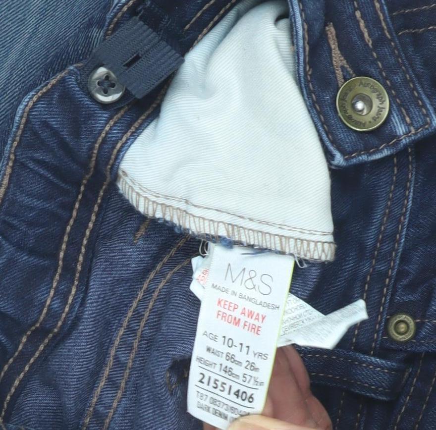 Marks & Spencer Girls Blue Straight Jeans 11 Years