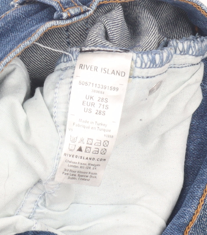 River Island Men's Blue Distressed Straight Jeans Size 28