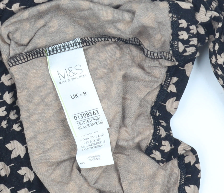 Marks & Spencer Women's Black Beige Blouse Size 8