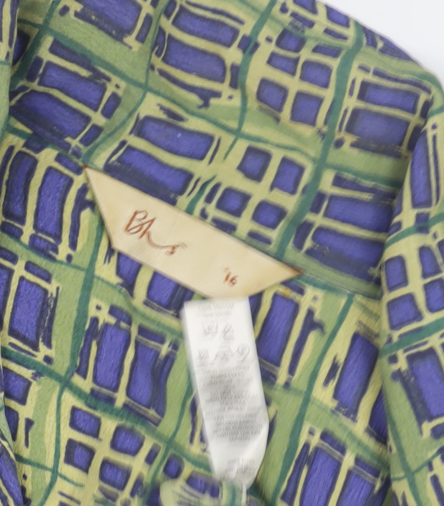 BHS Women's Geometric Multicoloured Button-Up Shirt