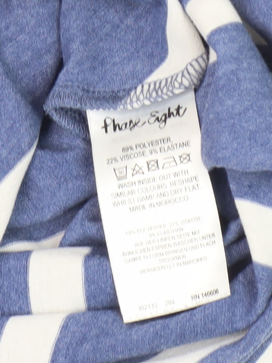 Phase Eight Women's Blue Striped Asymmetrical Top