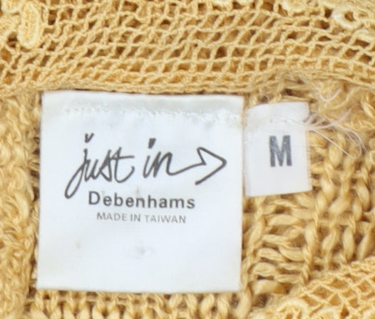 Debenhams Women's Yellow Cable-Knit Pullover Jumper Medium