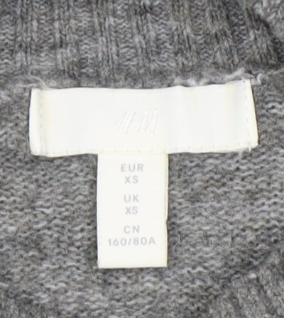 H&M Women's Grey Pullover Round Neck Jumper, XS