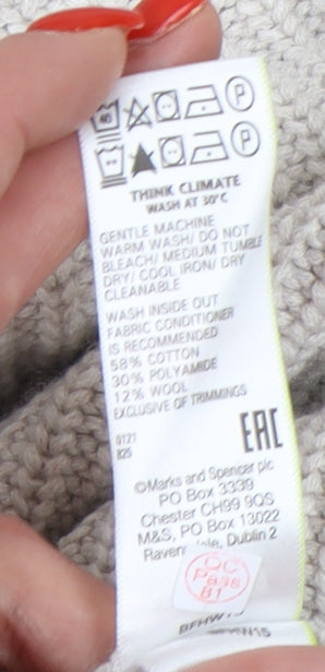 Marks & Spencer Women's Beige Cable-Knit Jumper, L