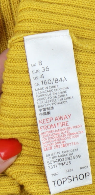 Topshop Women's Yellow Pullover Jumper, Size 8