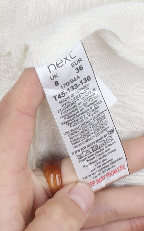 Next Women Ivory Top Balloon Sleeve Size 8 Viscose Casual