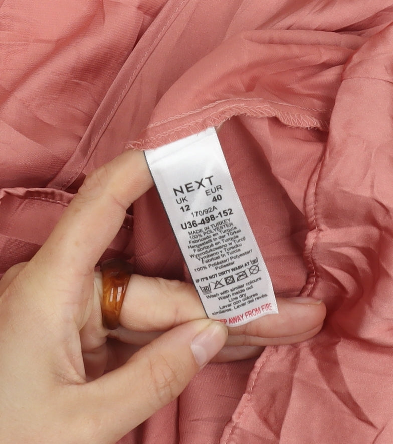 Next Women's Pink V-Neck Blouse, Size 12, Casual Spring Top