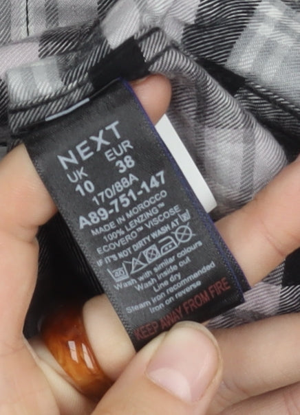 Next Women's Black Check Button-Up Shirt Size 10