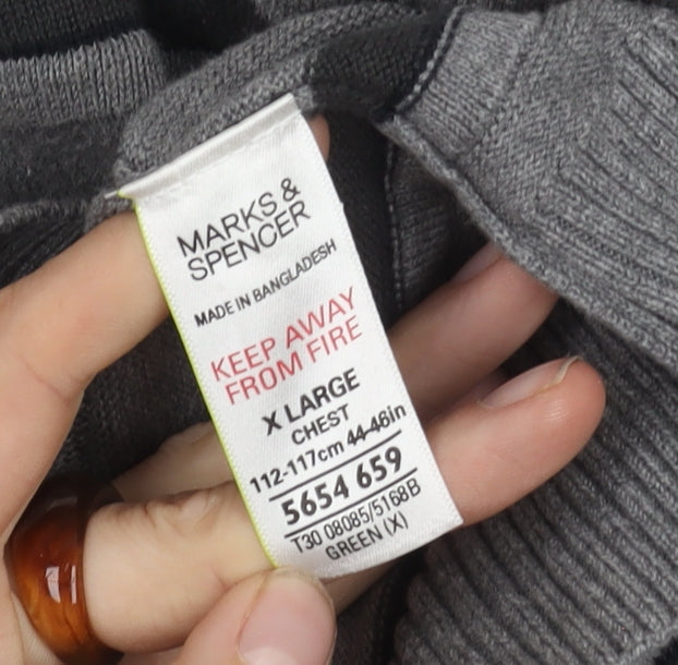 Marks & Spencer Men's Grey Striped Pullover XL