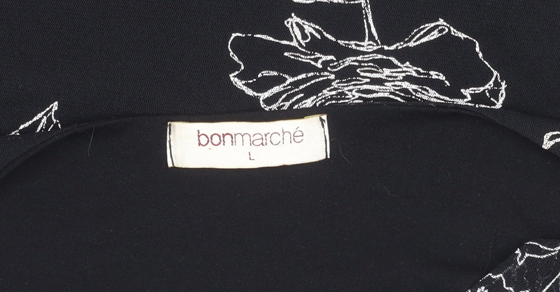 Bonmarché Women's Black Floral Cowl Neck Top L