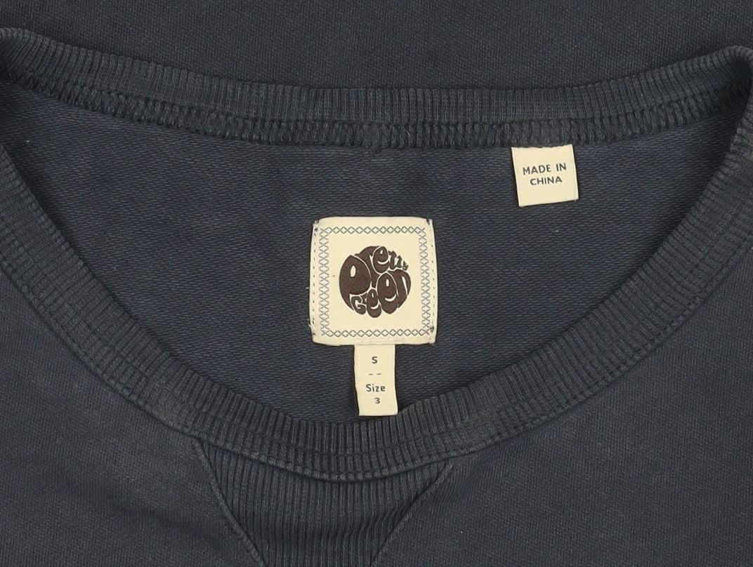 Pretty Green Men's Blue Pullover Sweatshirt S Logo Button