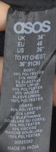 Close-up detail of ASOS Men's Grey Single-Breasted Blazer - 36