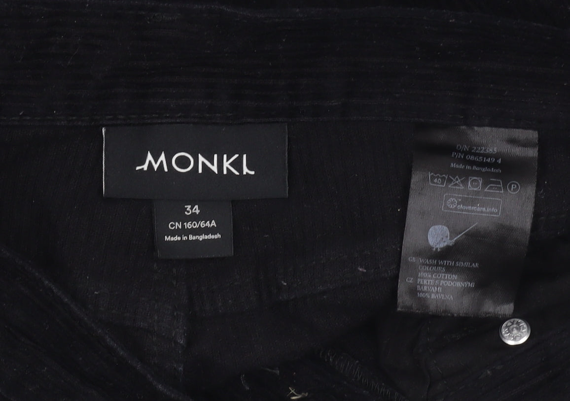Monki Black Corduroy Trousers - Size 6, Women's Regular Fit