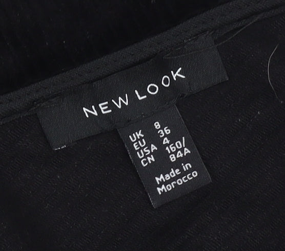 New Look Women's Black Pinafore Dress, Size 8, Corduroy