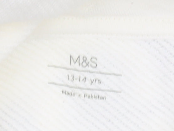 Marks & Spencer Boys White Pullover Hoodie 13-14 Years