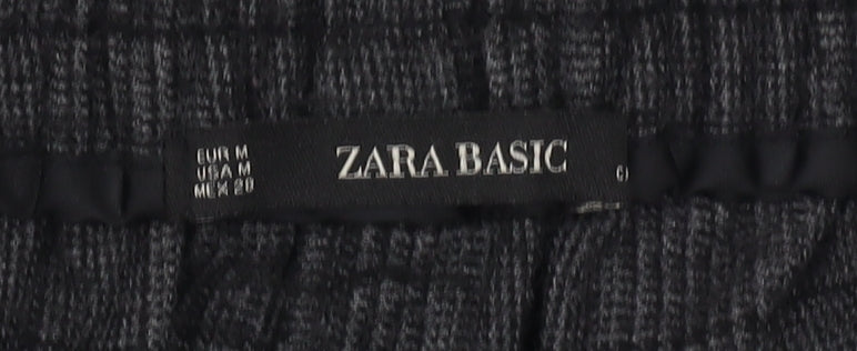 Zara Women's Grey Checked Cropped Trousers, M