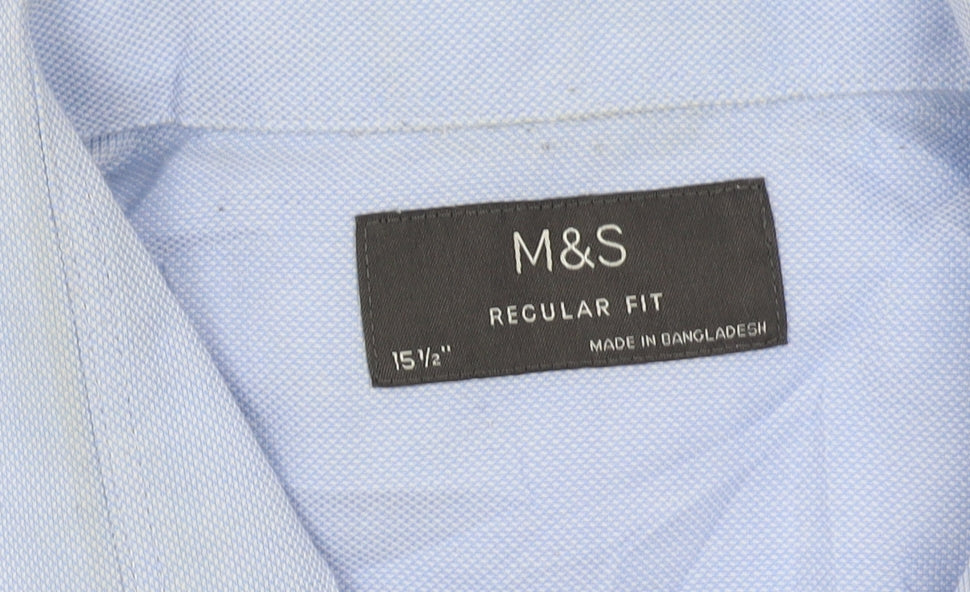 Marks & Spencer Men's Blue Regular Fit Shirt 15.5