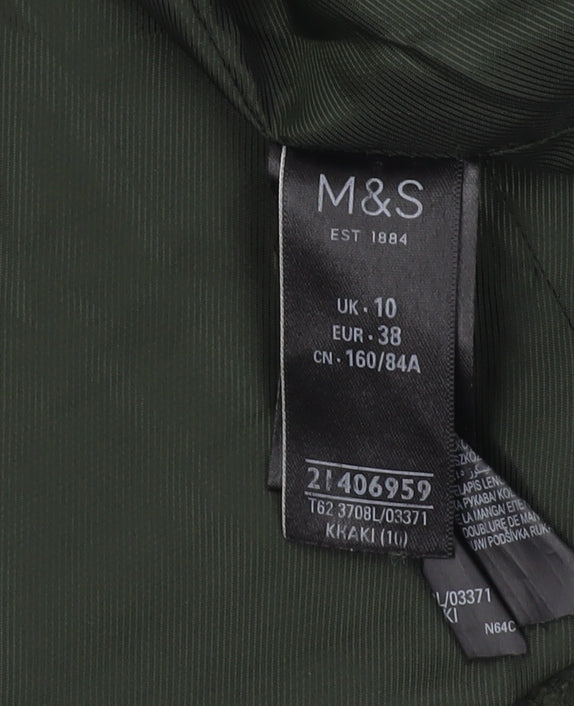 Marks & Spencer Women's Green Pea Coat, Size 10, Winter Elegance