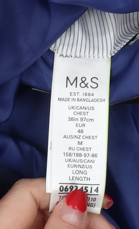 Marks & Spencer Men's Blue Long Blazer Jacket 38L