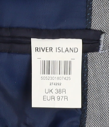 River Island Men's Grey Blazer, Size 38, Regular Fit