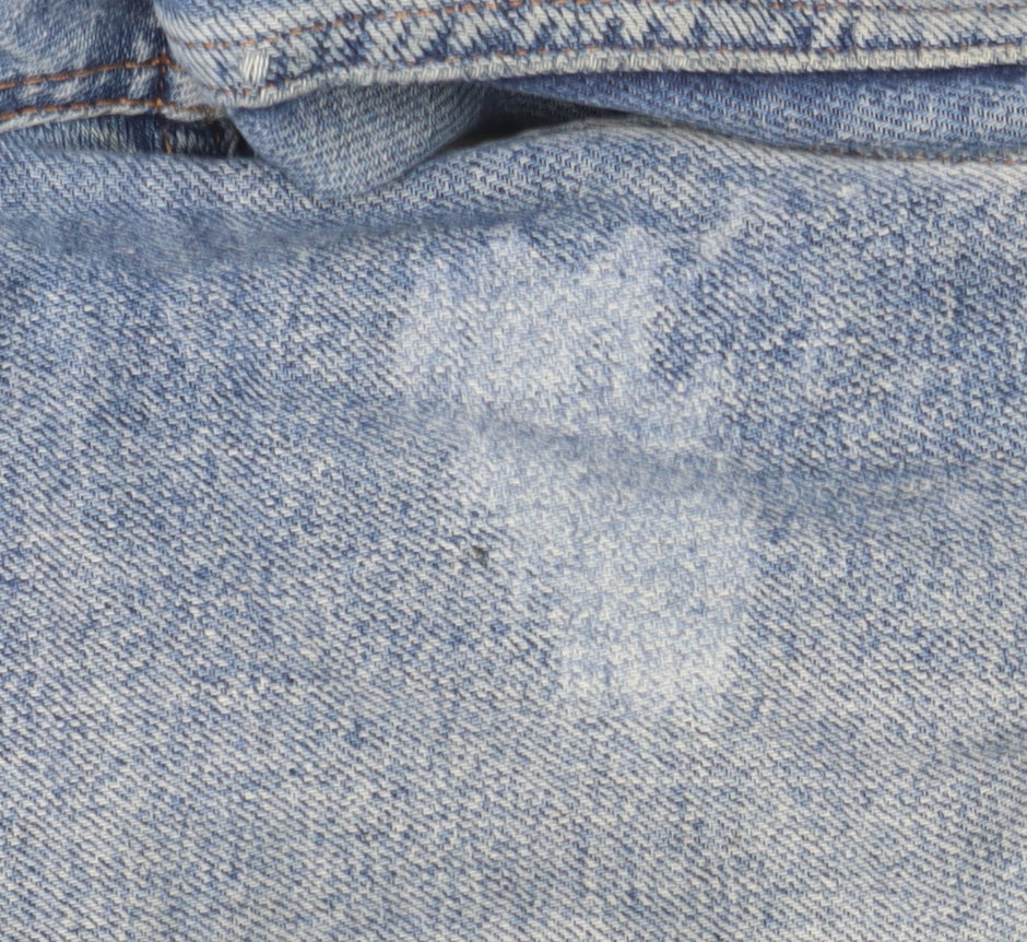 Brand and care label for BDG Men's Blue Distressed Denim Jeans, size M