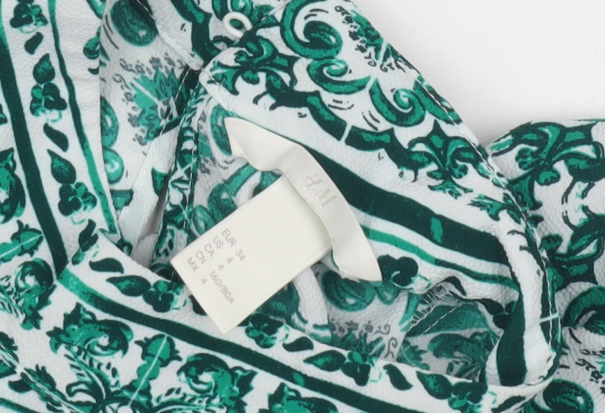 H&M Women's Green Geometric Long Sleeve Top