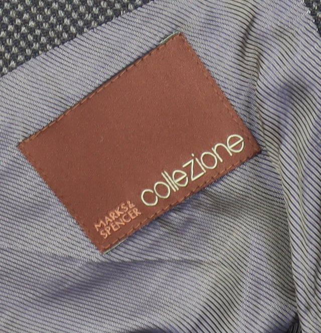 Marks & Spencer Men's Grey Wool Blazer, Size 44R Classic Check