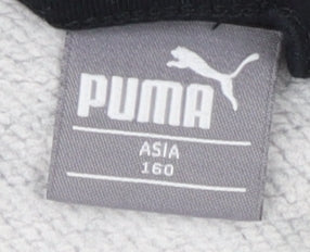 Puma Boys Black Sports Hoodie, Size 164, Logo Accent