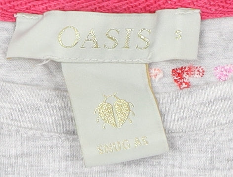 Oasis Women's Grey Basic T-Shirt S Crew Neck Casual