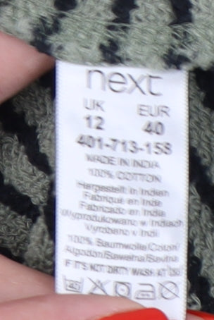 Next Women's Green Striped Sweatshirt, Size 12, Crew Neck