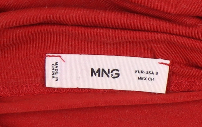 Mango Women's Red Long Sleeve Mock Neck T-Shirt Size 10