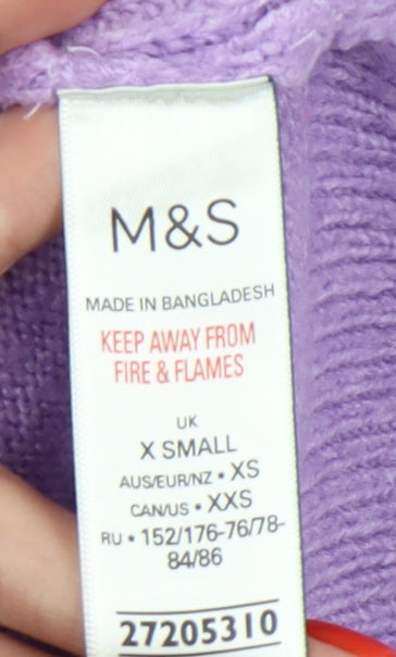 Marks & Spencer Women's Purple Cable-Knit Pullover Jumper XS