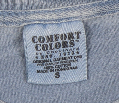 Comfort Colors Men's Blue Graphic Print T-Shirt Size S