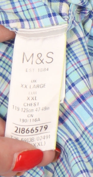 Marks & Spencer Men's Blue Check Button-Up Shirt