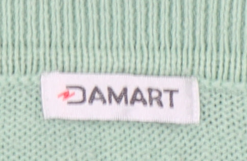 Damart Women's Green Collared Henley Jumper Size 14