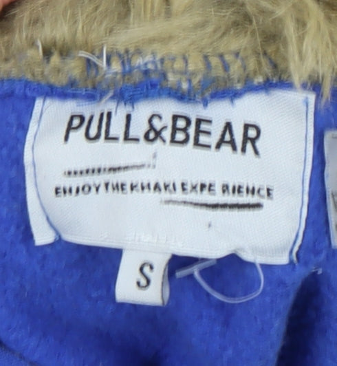 Pull&Bear Men's Blue Pullover Hoodie, Size S, Winter