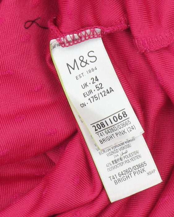 Marks & Spencer Women's Pink Basic T-Shirt Size 24