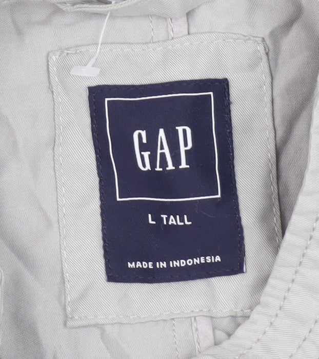 GAP Men's Grey Basic Jacket L Tall Zip Stand-Up Collar