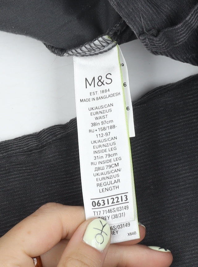 Marks & Spencer Men's Grey 38 Regular Fit Trousers