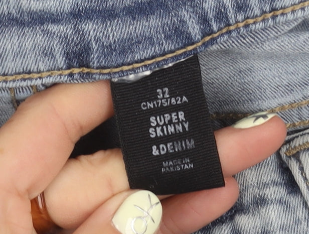H&M Women's Blue Skinny Jeans Size 4 Distressed