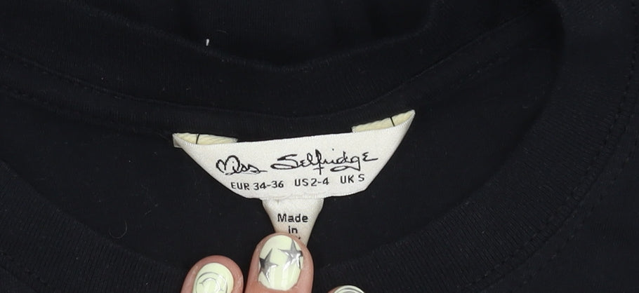 Miss Selfridge Women's Black T-Shirt, Size 6