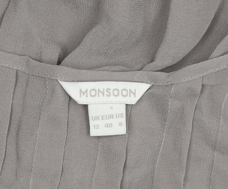 Monsoon Women's Grey Sleeveless Tunic Blouse, Size 12