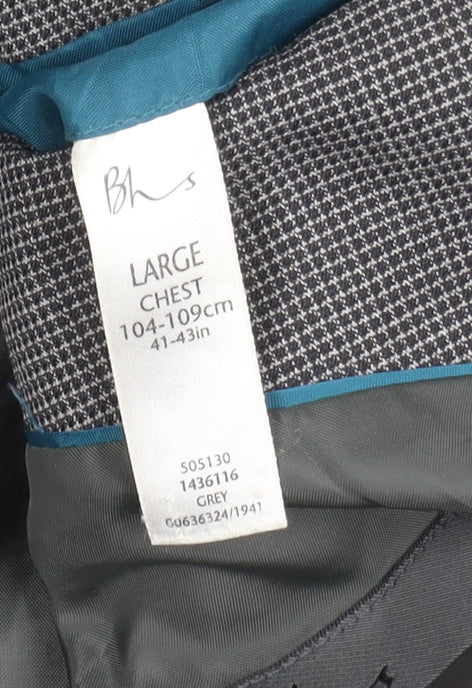 BHS Men's Grey Check Blazer, 42R, Business Jacket