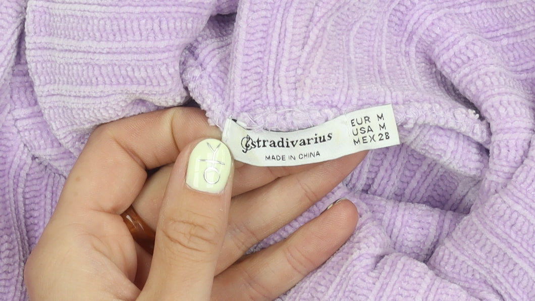 Stradivarius Women's Purple Roll Neck Jumper Size 12
