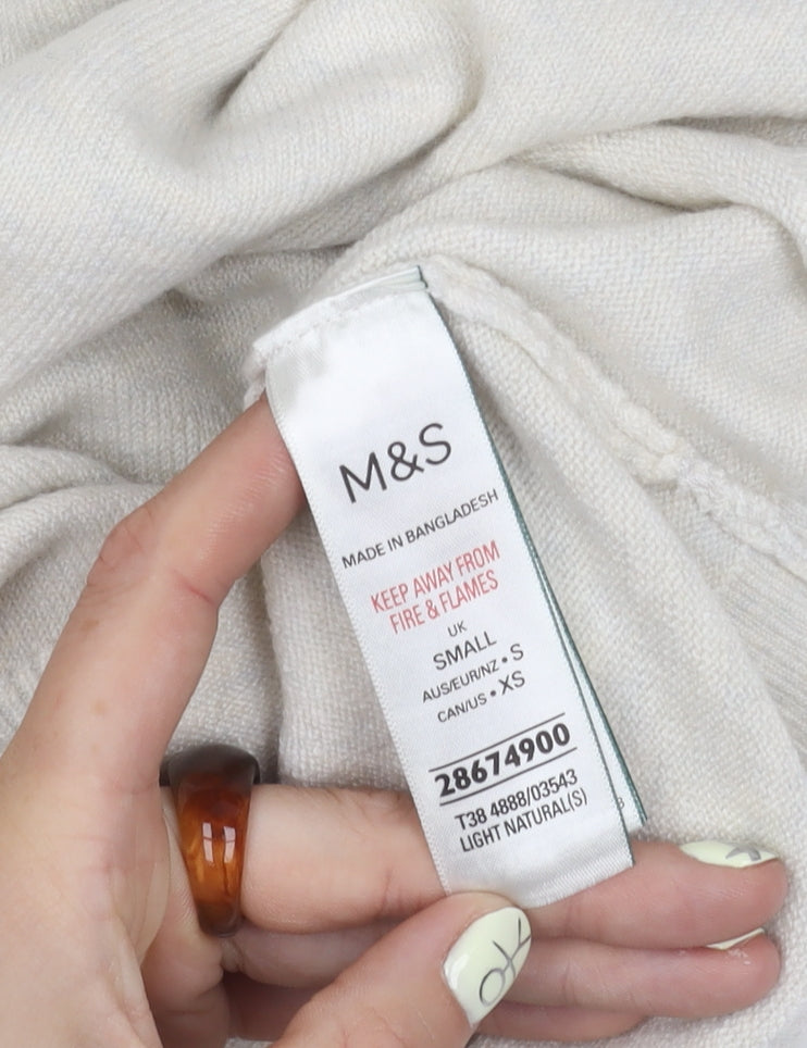 Marks & Spencer Women Ivory Crew Neck Top S