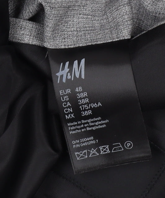H&M Men’s Grey Blazer, Single-Breasted, 38R