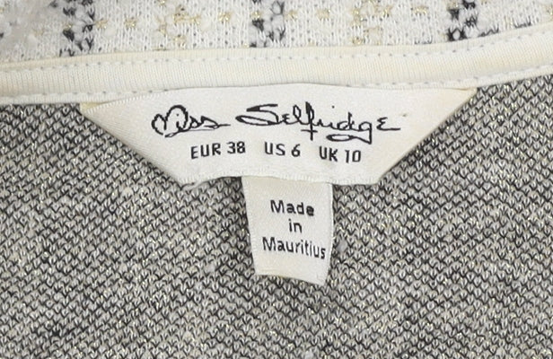 Miss Selfridge Women's Grey Check Cropped Jacket Size 10