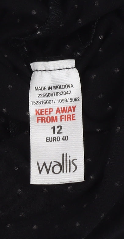 Wallis Women's Black Polka Dot Viscose Sheath Dress Size 12