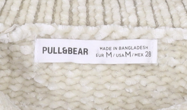 Pull&Bear Women's Beige Mock Neck Jumper, Size 12, Polyester