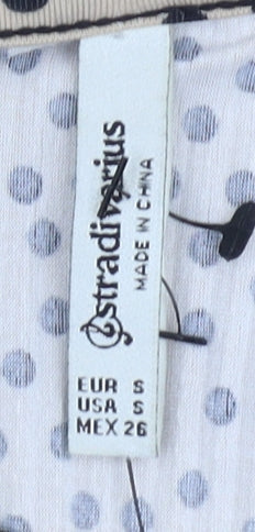 Stradivarius Women's Beige Polka Dot A-Line Dress